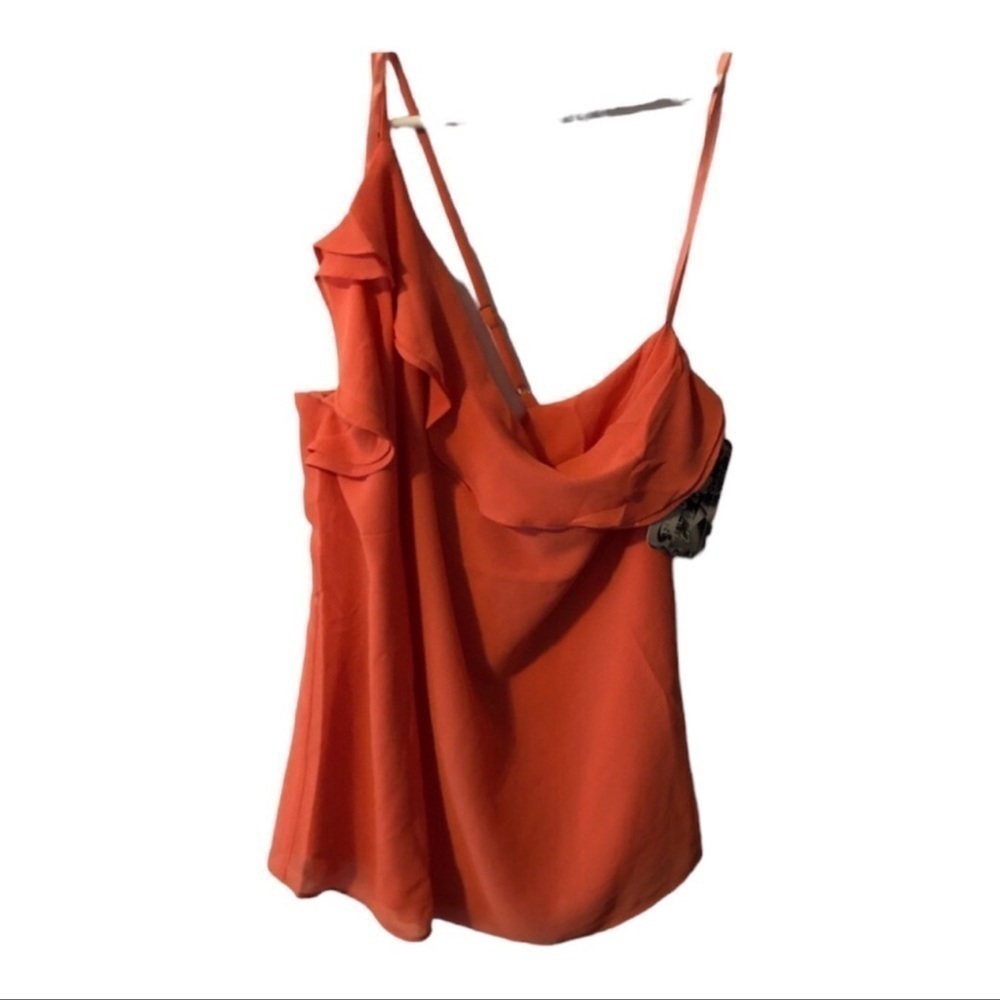 NWT Naked Zebra one-shoulder sleeveless coral/salmon blouse